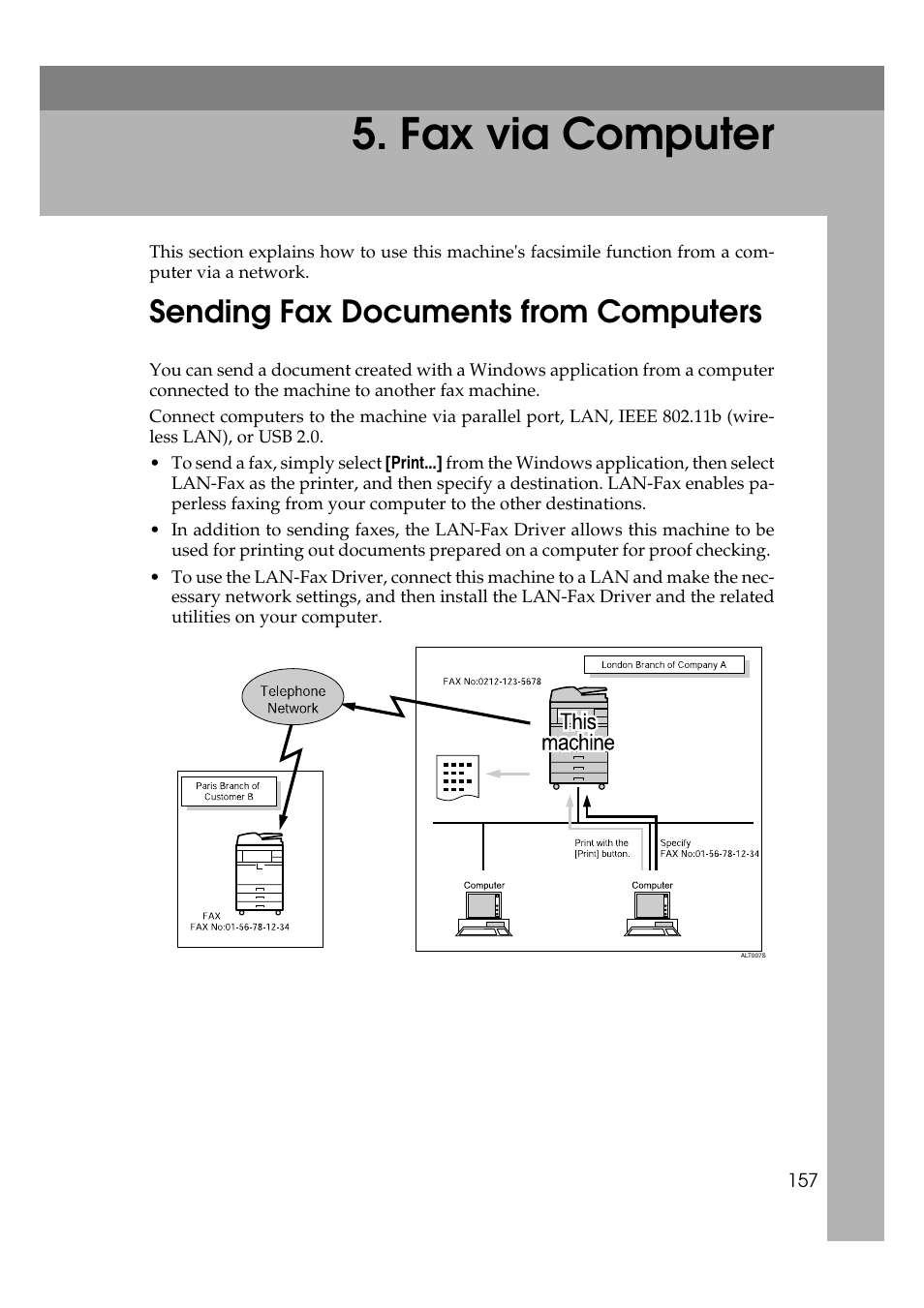  fax via computer, Sending fax documents from computers, Fax via computer | Ricoh 2000 User Manual | Page 167 / 204