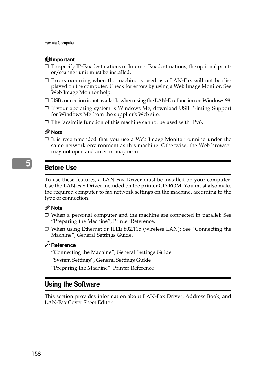 Before use, Using the software, Before use using the software | Ricoh 2000 User Manual | Page 168 / 204