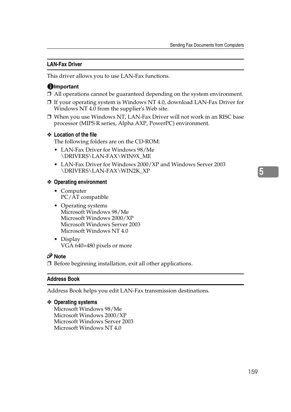 Lan-fax driver, Address book, Lan-fax driver address book | Ricoh 2000 User Manual | Page 169 / 204