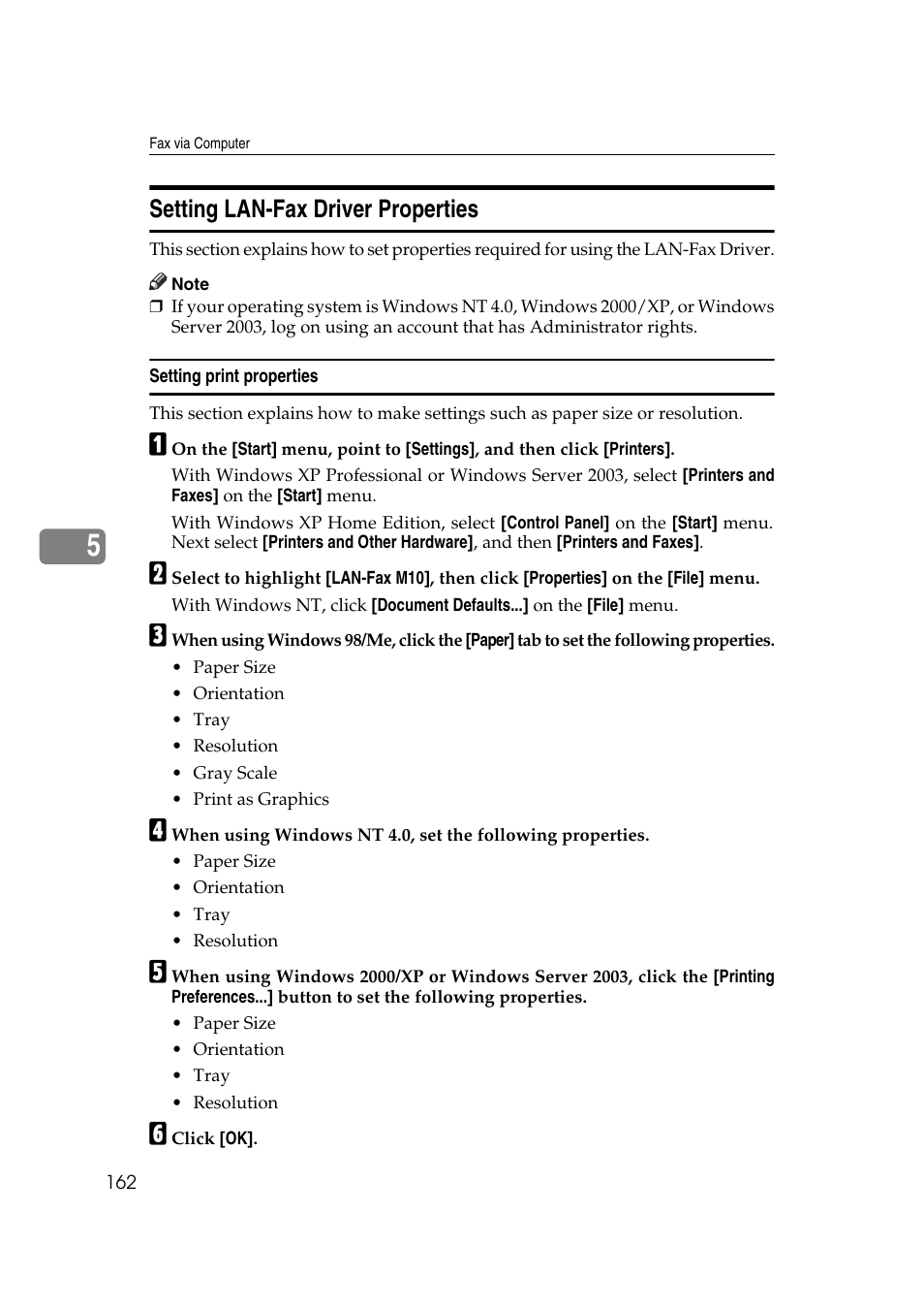 Setting lan-fax driver properties, Setting print properties | Ricoh 2000 User Manual | Page 172 / 204