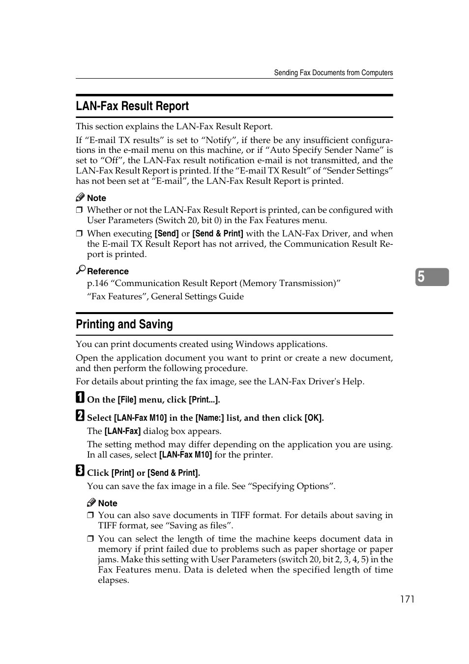 Lan-fax result report, Printing and saving, Lan-fax result report printing and saving | Ricoh 2000 User Manual | Page 181 / 204