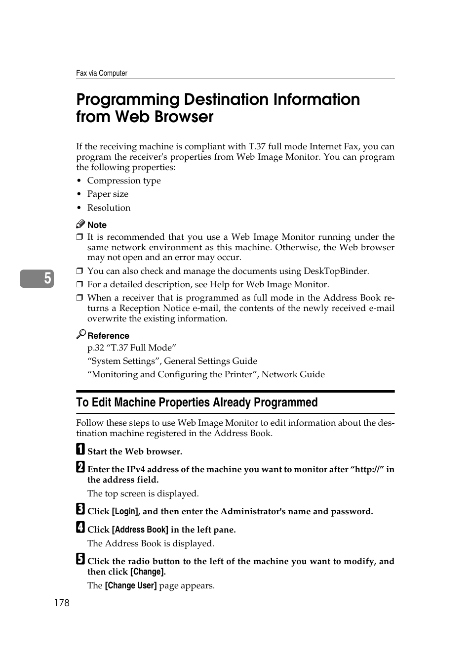 To edit machine properties already programmed | Ricoh 2000 User Manual | Page 188 / 204