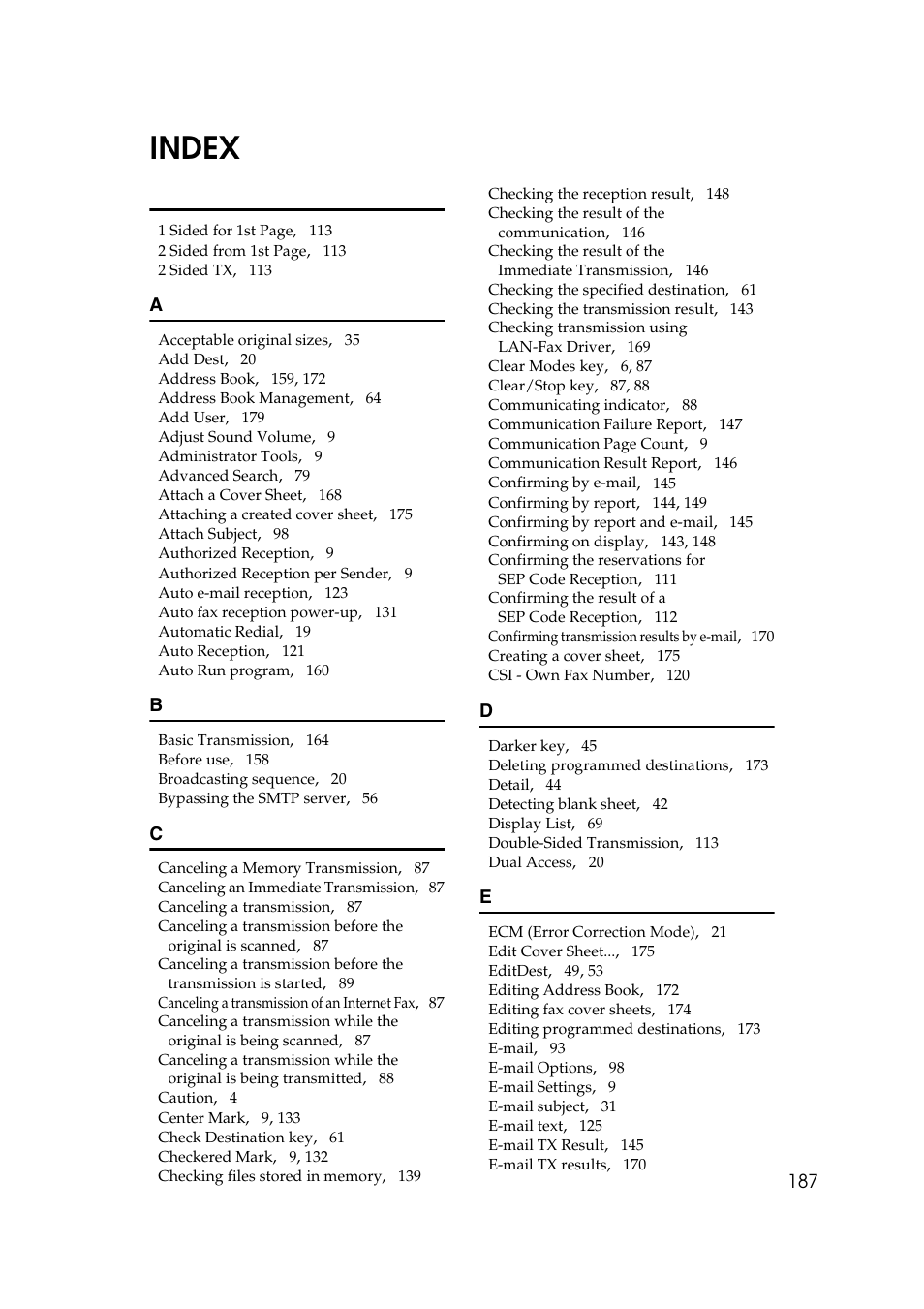 Index | Ricoh 2000 User Manual | Page 197 / 204