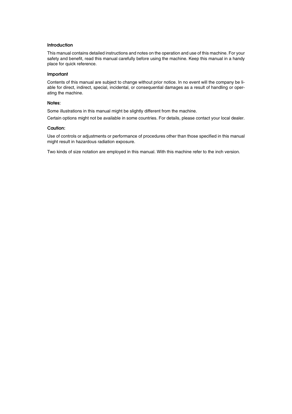 Introduction, Important, Notes | Caution | Ricoh 2000 User Manual | Page 2 / 204