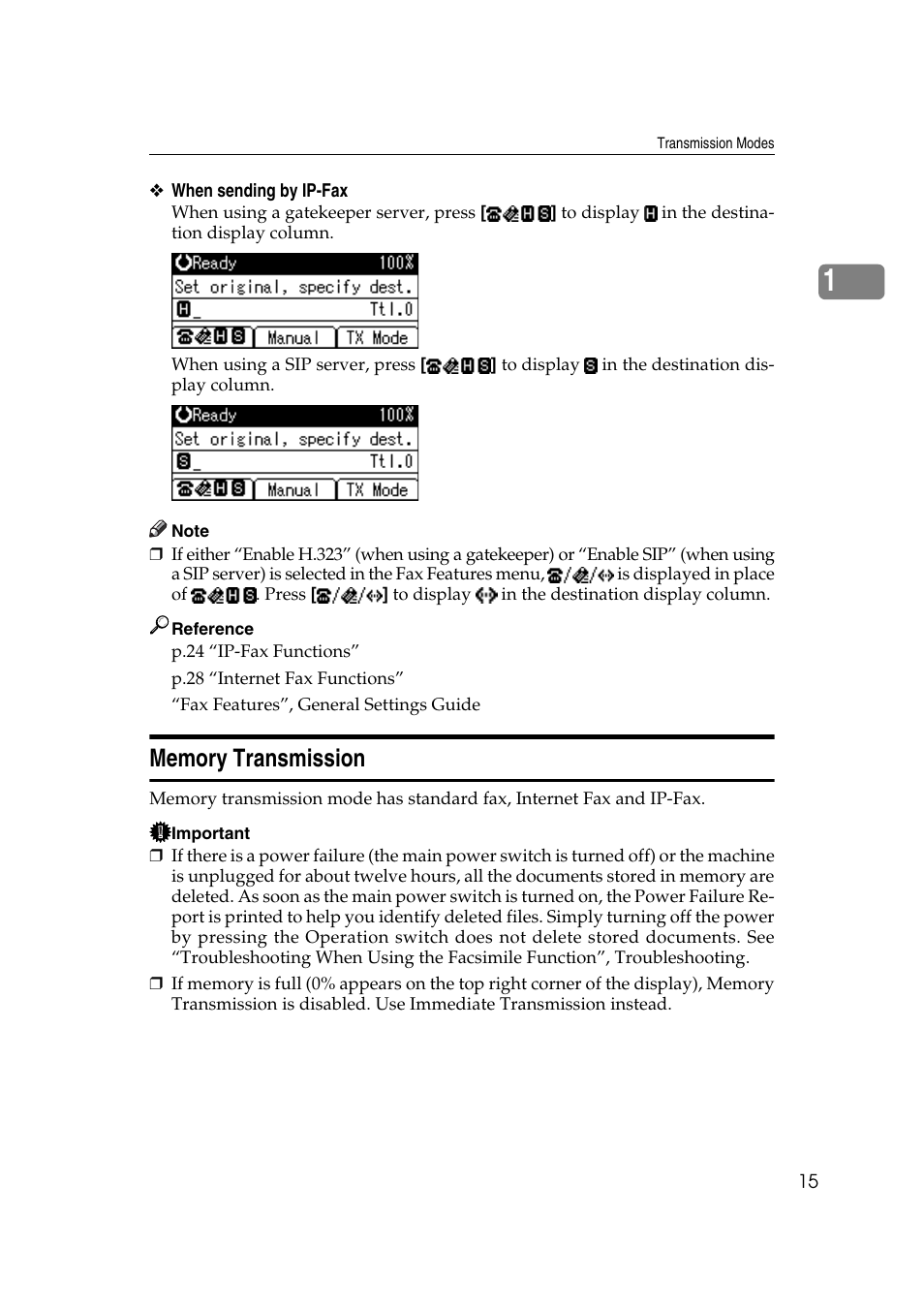 Memory transmission | Ricoh 2000 User Manual | Page 25 / 204