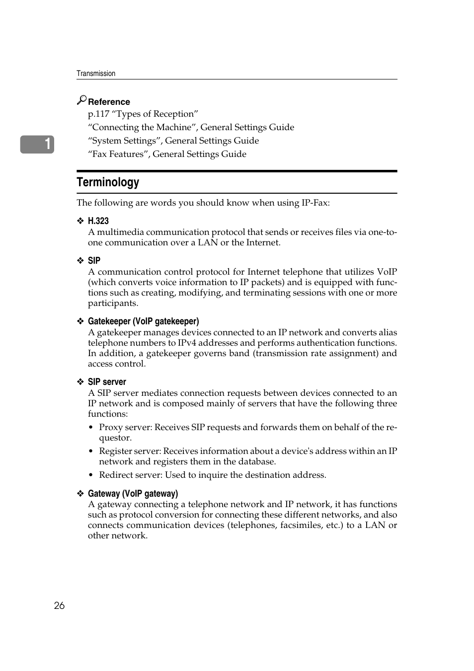 Terminology | Ricoh 2000 User Manual | Page 36 / 204