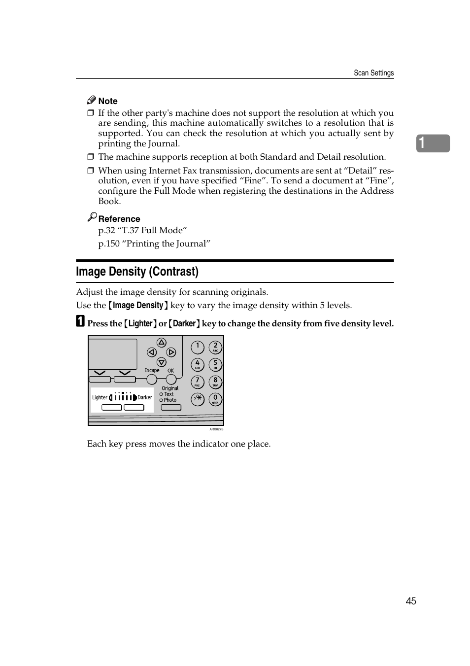 Image density (contrast), P.45 “image density (contrast) | Ricoh 2000 User Manual | Page 55 / 204