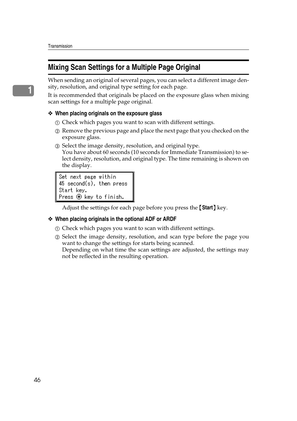 Mixing scan settings for a multiple page original | Ricoh 2000 User Manual | Page 56 / 204