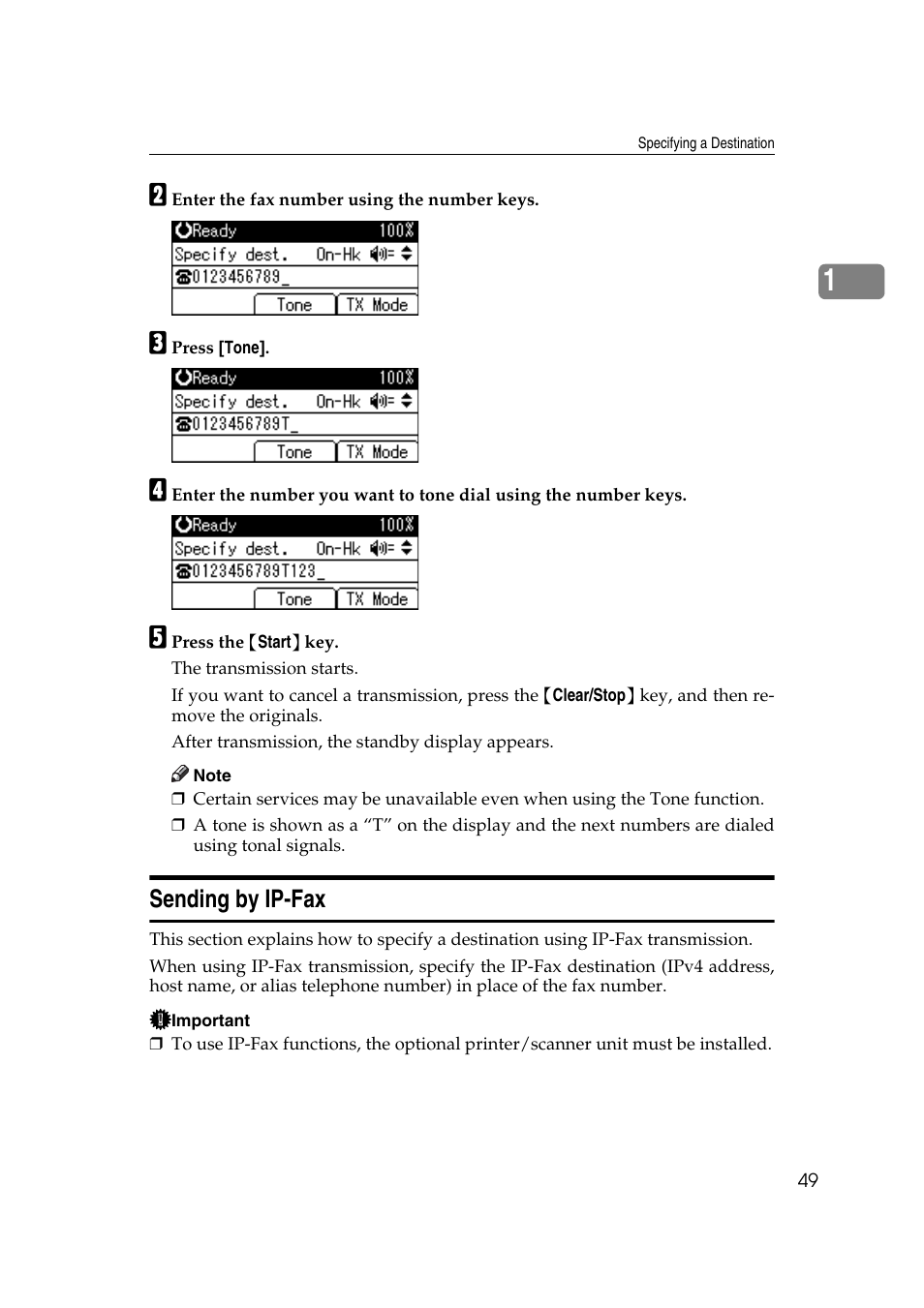 Sending by ip-fax, P.49 “sending by ip-fax | Ricoh 2000 User Manual | Page 59 / 204