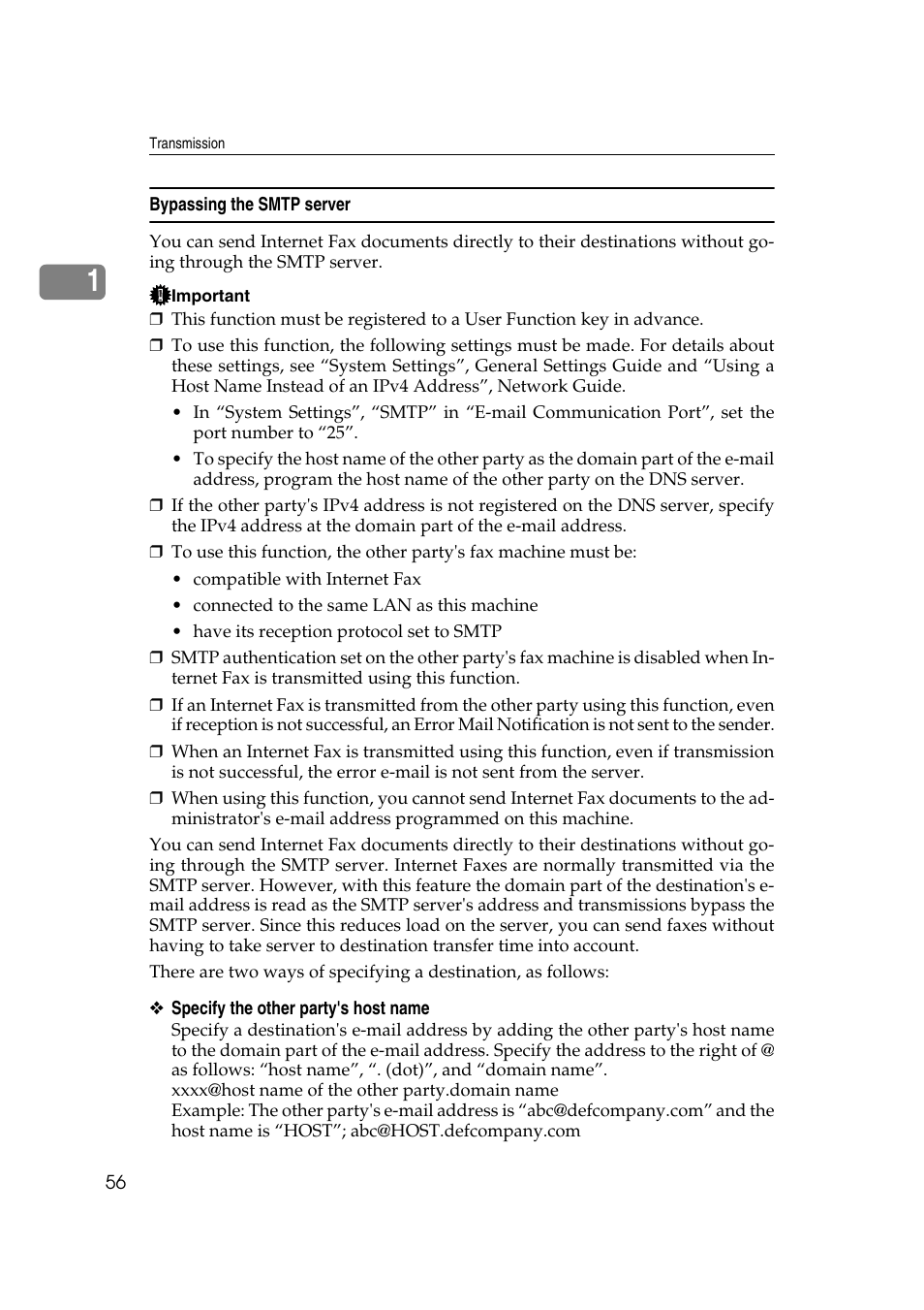Bypassing the smtp server, P.56 “bypassing the smtp server | Ricoh 2000 User Manual | Page 66 / 204