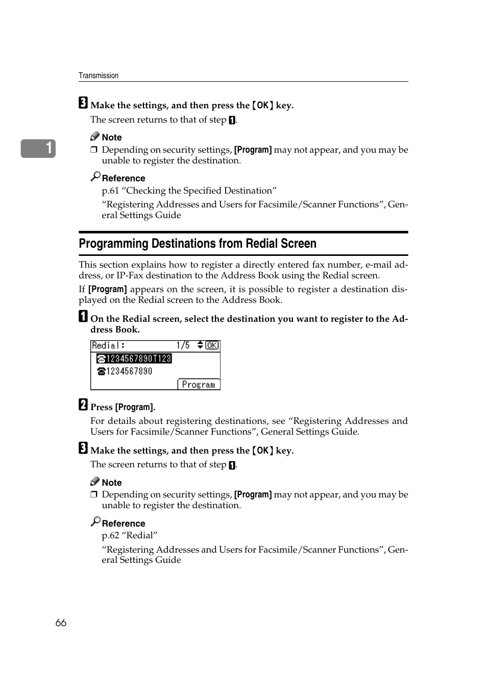 Programming destinations from redial screen | Ricoh 2000 User Manual | Page 76 / 204