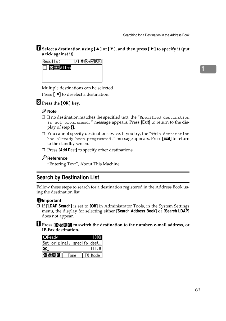 Search by destination list | Ricoh 2000 User Manual | Page 79 / 204