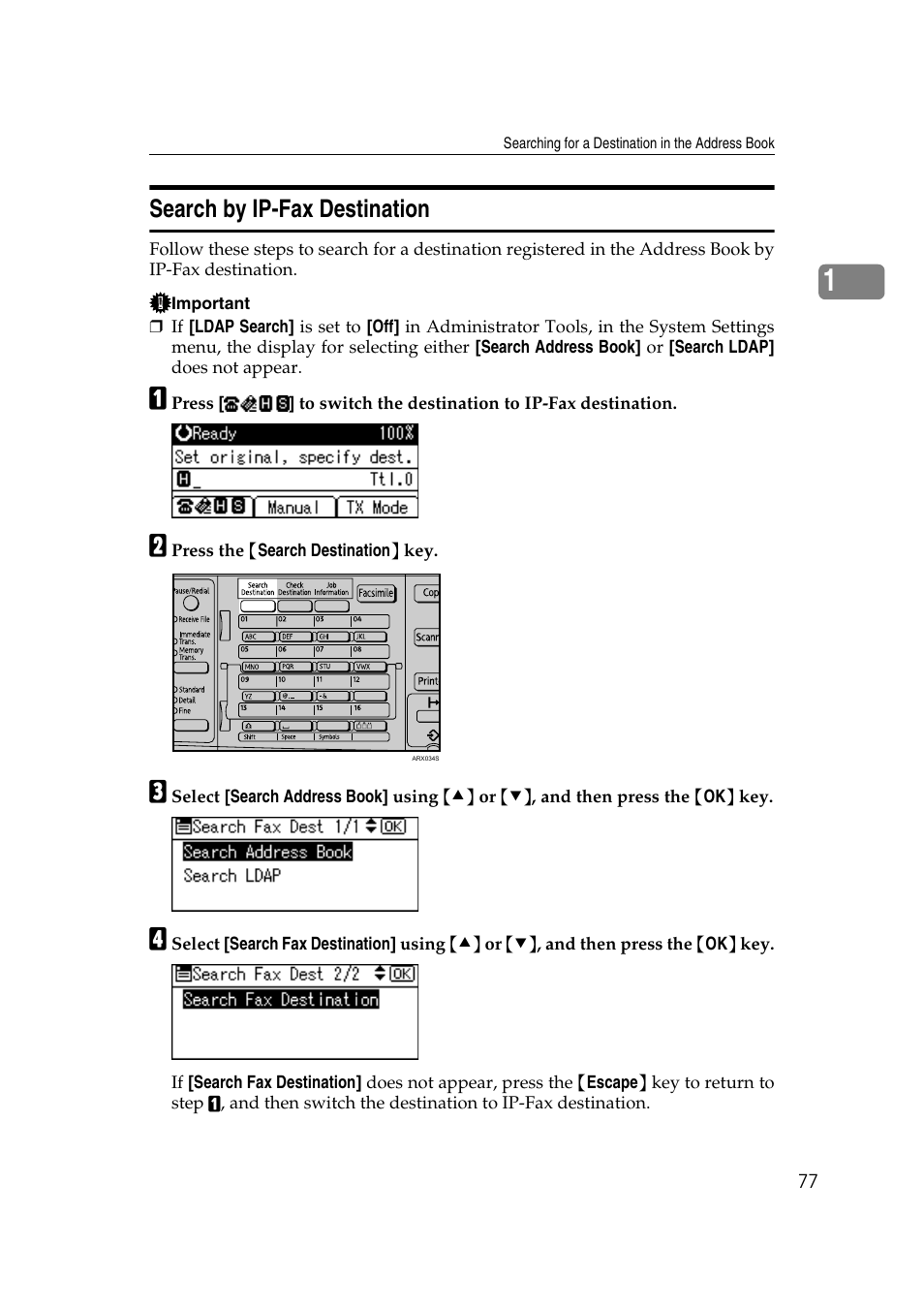 Search by ip-fax destination | Ricoh 2000 User Manual | Page 87 / 204