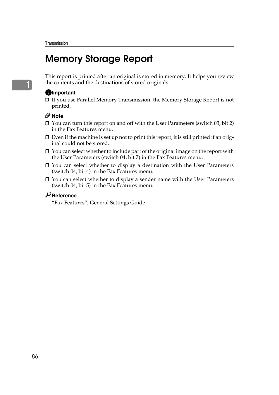 Memory storage report | Ricoh 2000 User Manual | Page 96 / 204