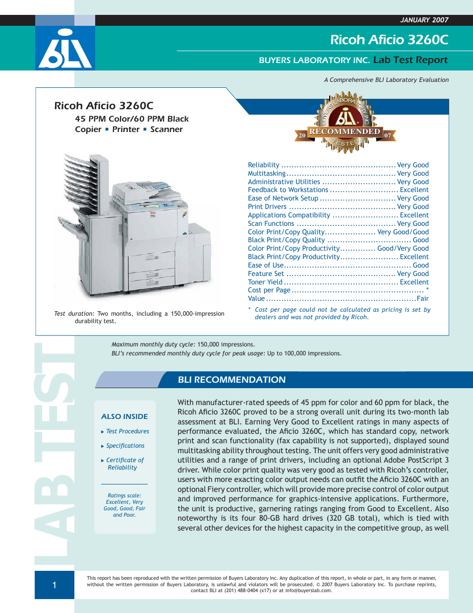 Ricoh Aficio 3260C User Manual | 28 pages