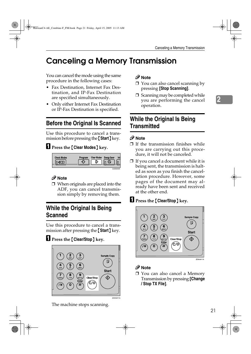 Before the original is scanned, While the original is being scanned, While the original is being transmitted | Ricoh 3030 User Manual | Page 29 / 116