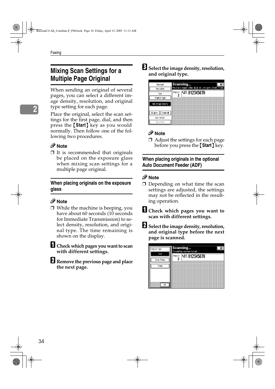 Mixing scan settings for a multiple page original | Ricoh 3030 User Manual | Page 42 / 116