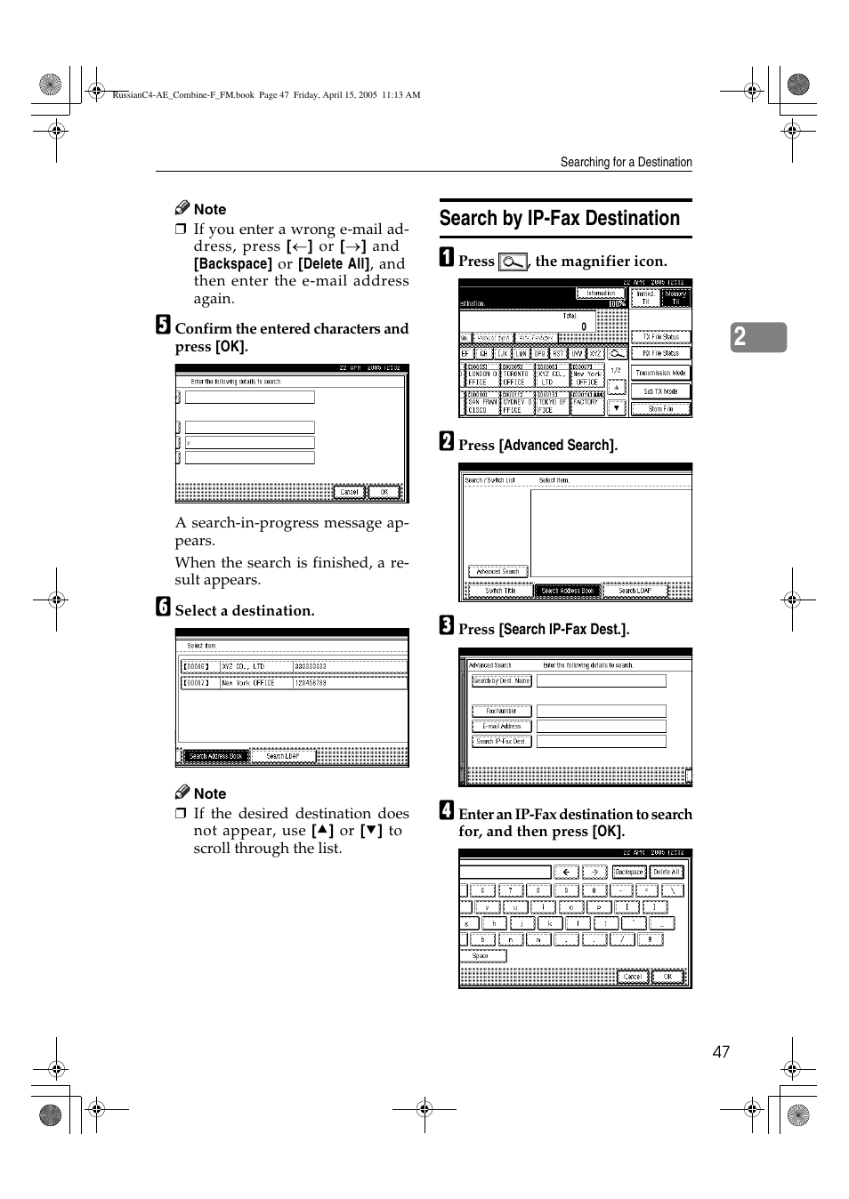 Search by ip-fax destination | Ricoh 3030 User Manual | Page 55 / 116