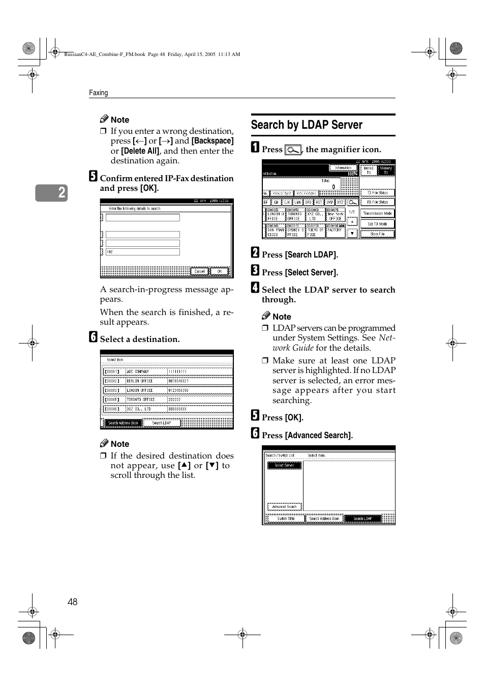 Search by ldap server | Ricoh 3030 User Manual | Page 56 / 116
