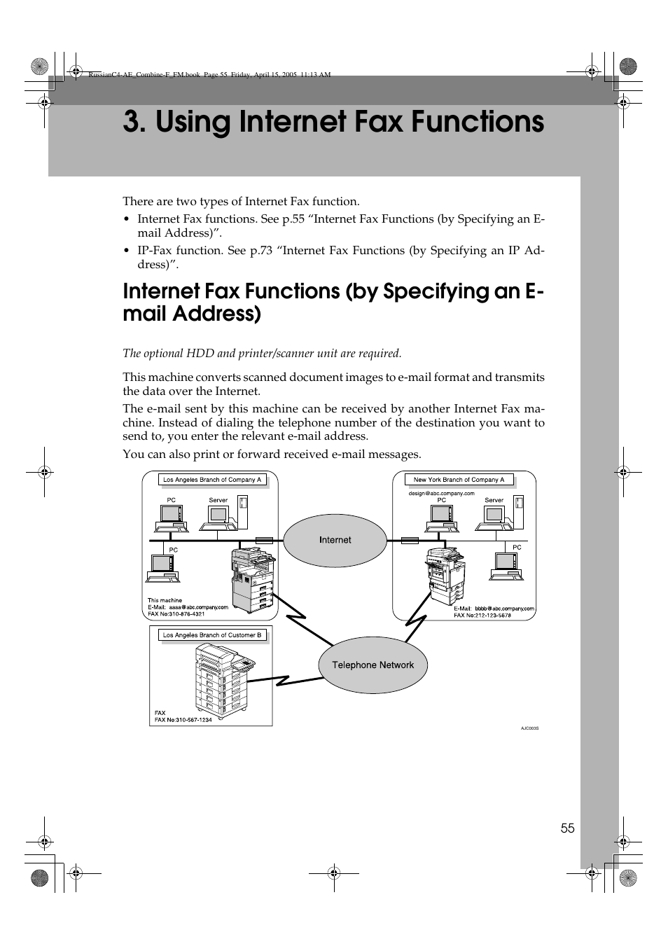 Using internet fax functions | Ricoh 3030 User Manual | Page 63 / 116