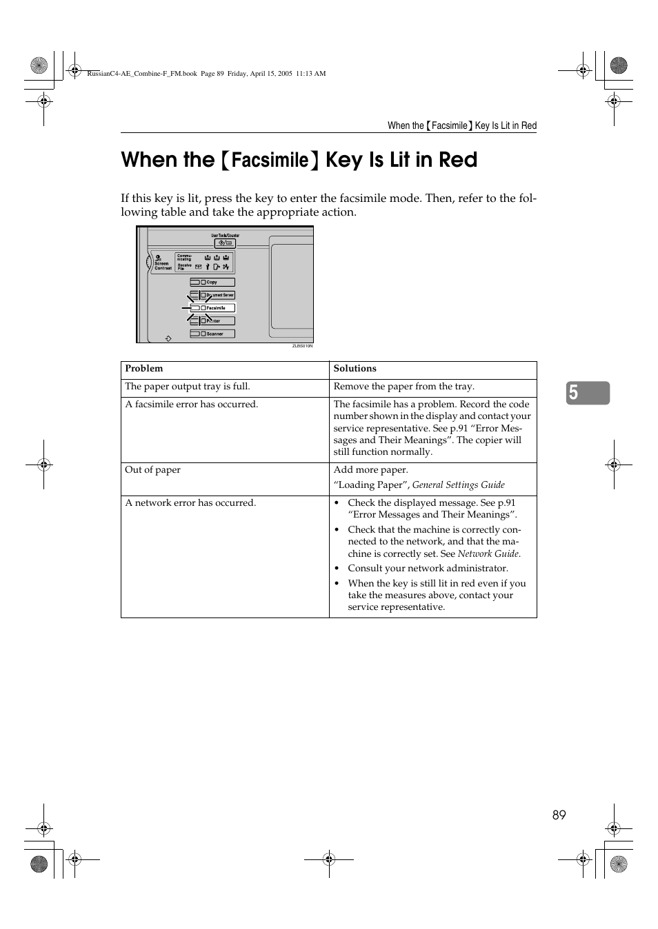 5when the { facsimile } key is lit in red | Ricoh 3030 User Manual | Page 97 / 116