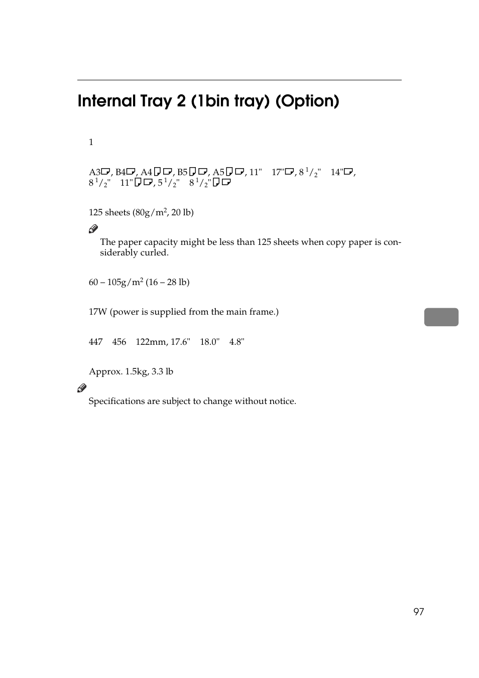 Internal tray 2 (1bin tray) (option), 6internal tray 2 (1bin tray) (option) | Ricoh Aficio Copy Machine 180 User Manual | Page 114 / 595
