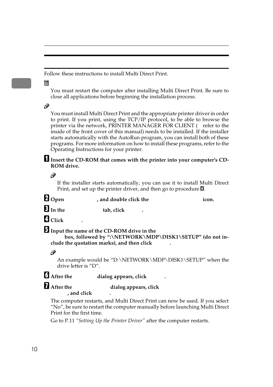Installing the multi direct print application | Ricoh Aficio Copy Machine 180 User Manual | Page 245 / 595