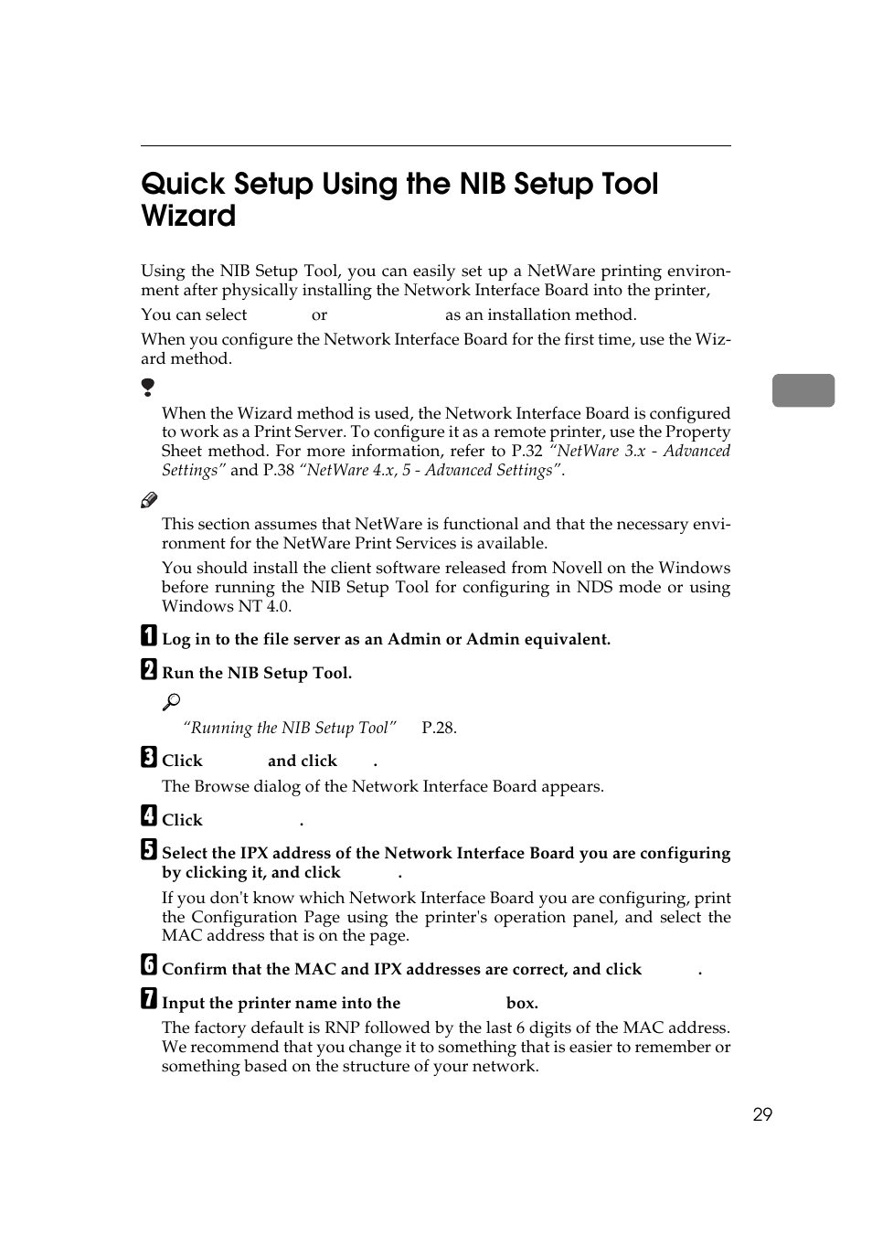 Quick setup using the nib setup tool wizard, 3quick setup using the nib setup tool wizard | Ricoh Aficio Copy Machine 180 User Manual | Page 264 / 595