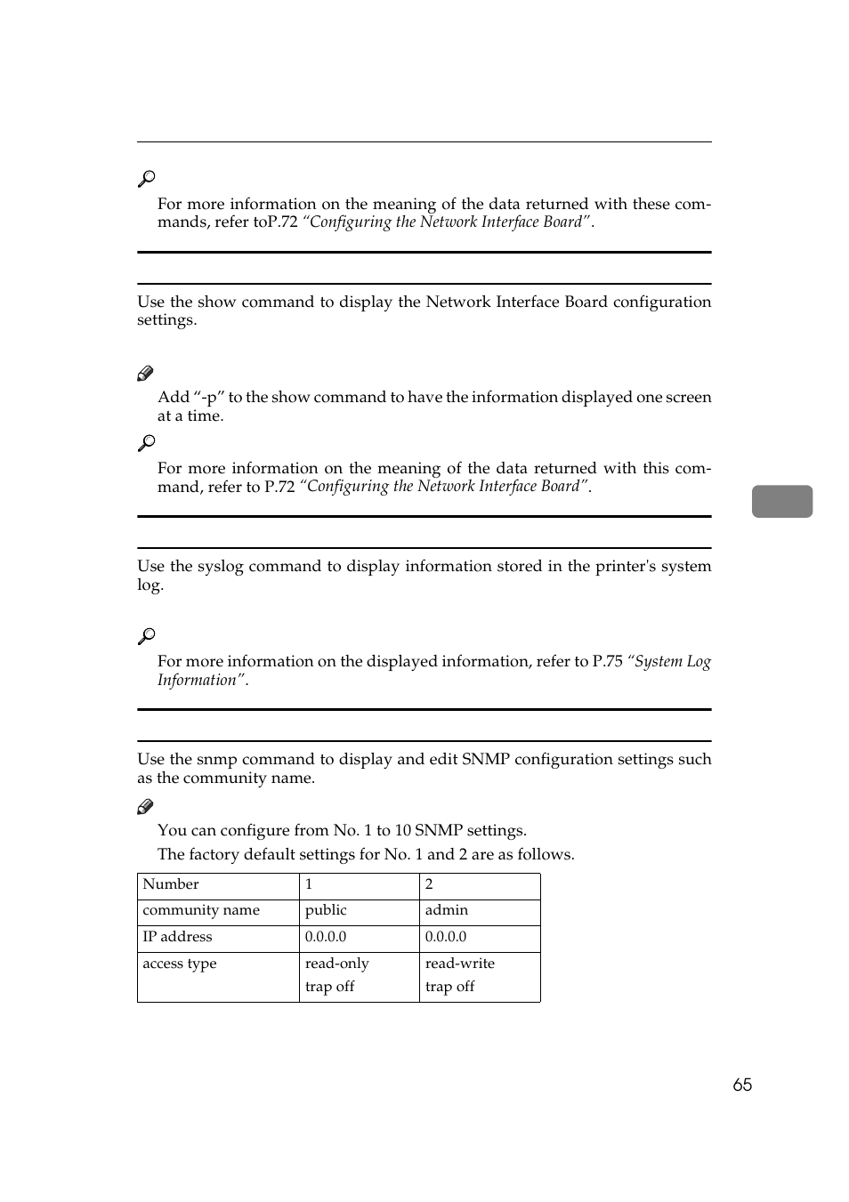 System log information, Snmp | Ricoh Aficio Copy Machine 180 User Manual | Page 300 / 595