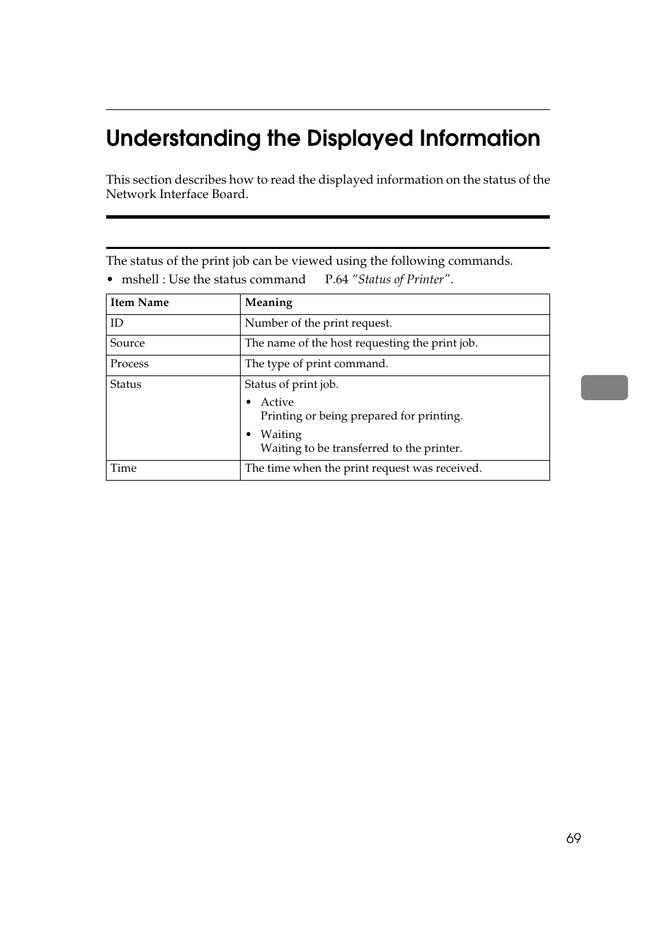 Understanding the displayed information, Print job information, 5understanding the displayed information | Ricoh Aficio Copy Machine 180 User Manual | Page 304 / 595