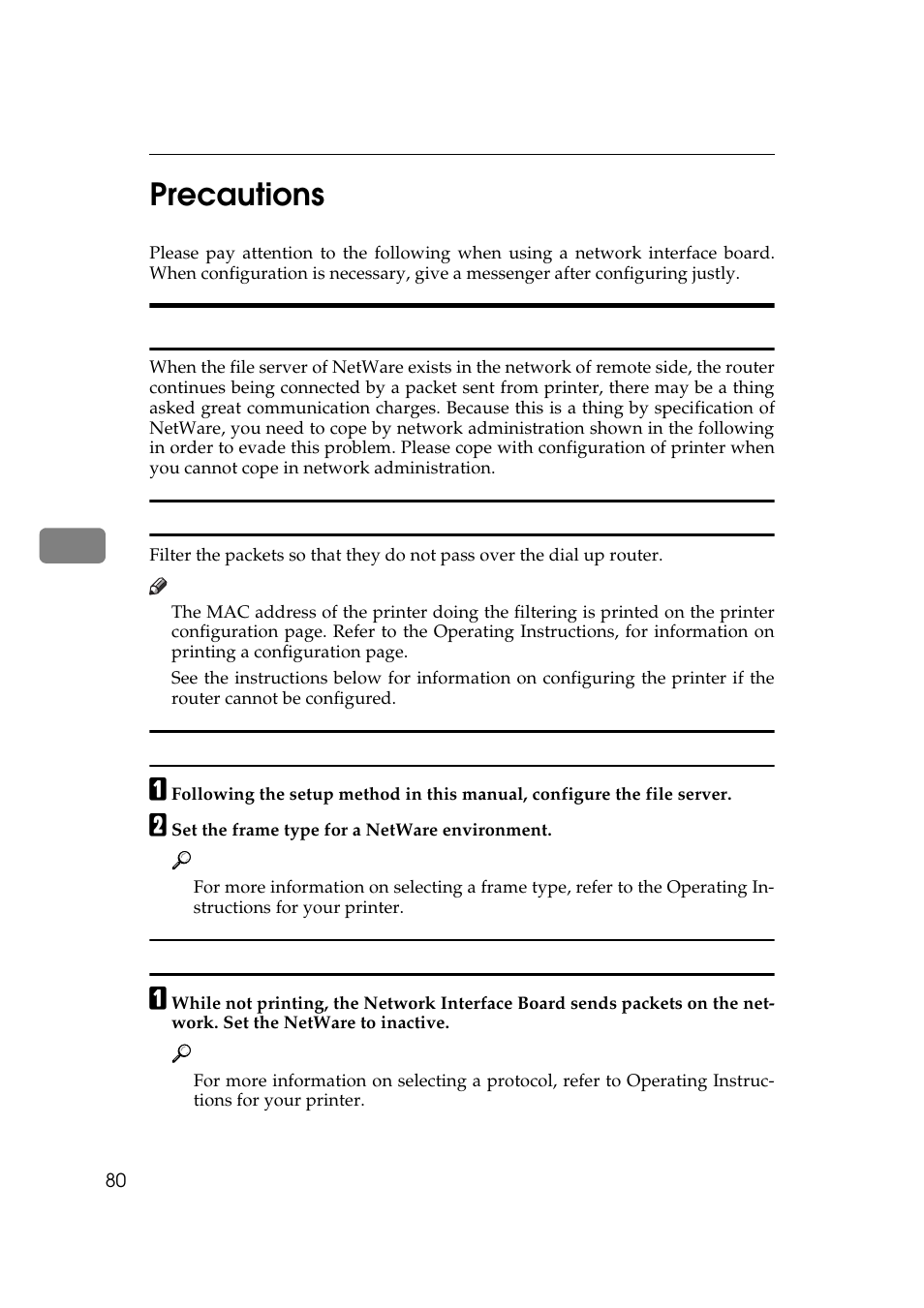 Precautions, Connecting a dial up router to a network, Correspondence method on network administration | 5precautions | Ricoh Aficio Copy Machine 180 User Manual | Page 315 / 595