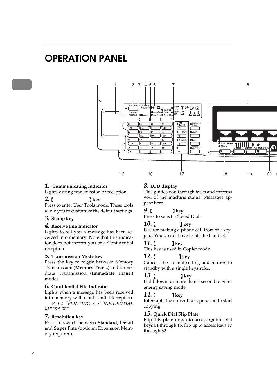 1operation panel | Ricoh Aficio Copy Machine 180 User Manual | Page 389 / 595