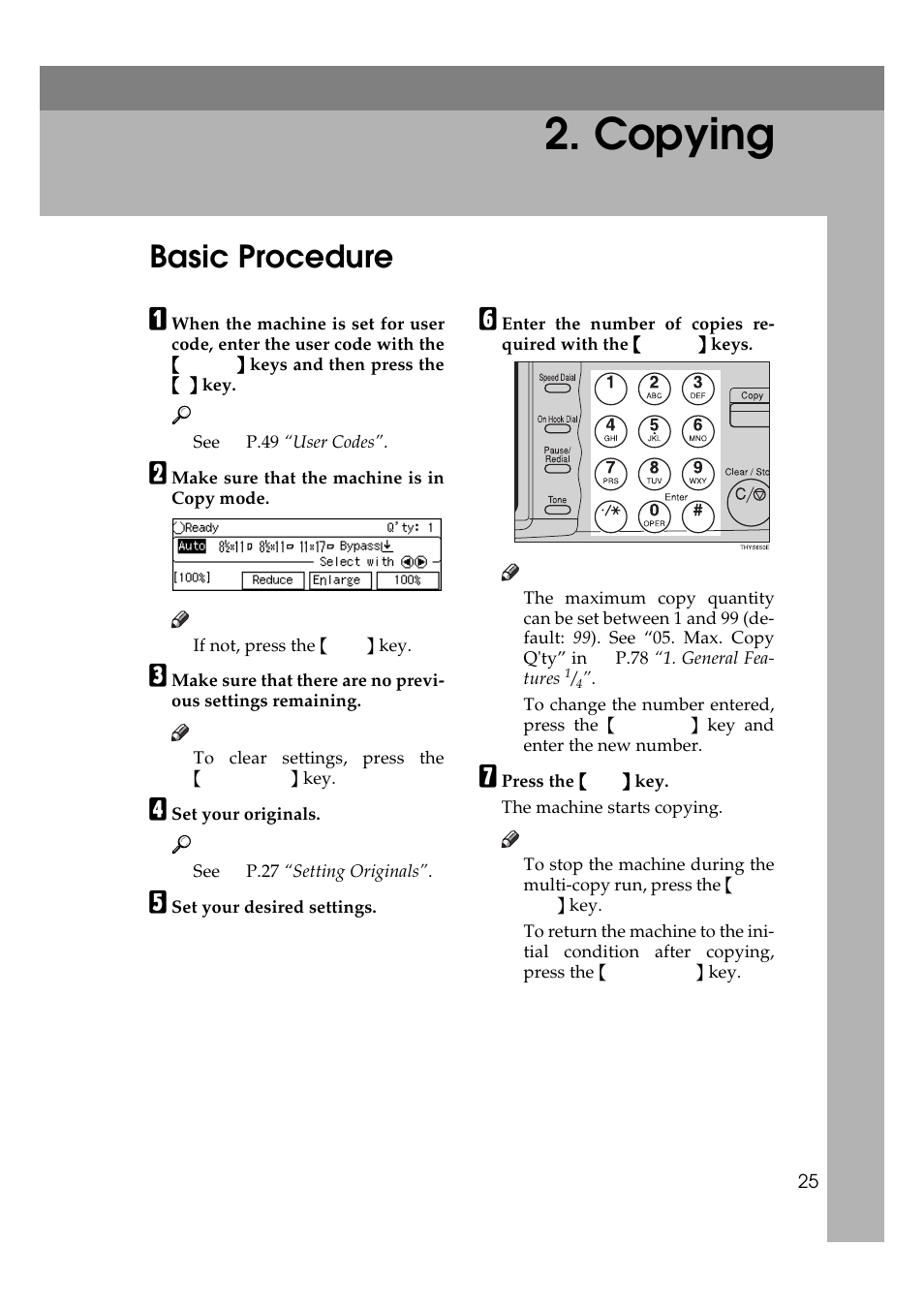 Copying, Basic procedure | Ricoh Aficio Copy Machine 180 User Manual | Page 42 / 595