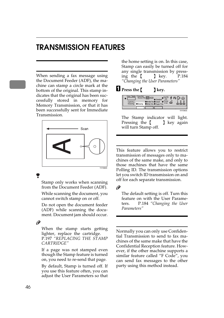 2transmission features, Stamp, Closed network | F code (sub) | Ricoh Aficio Copy Machine 180 User Manual | Page 431 / 595