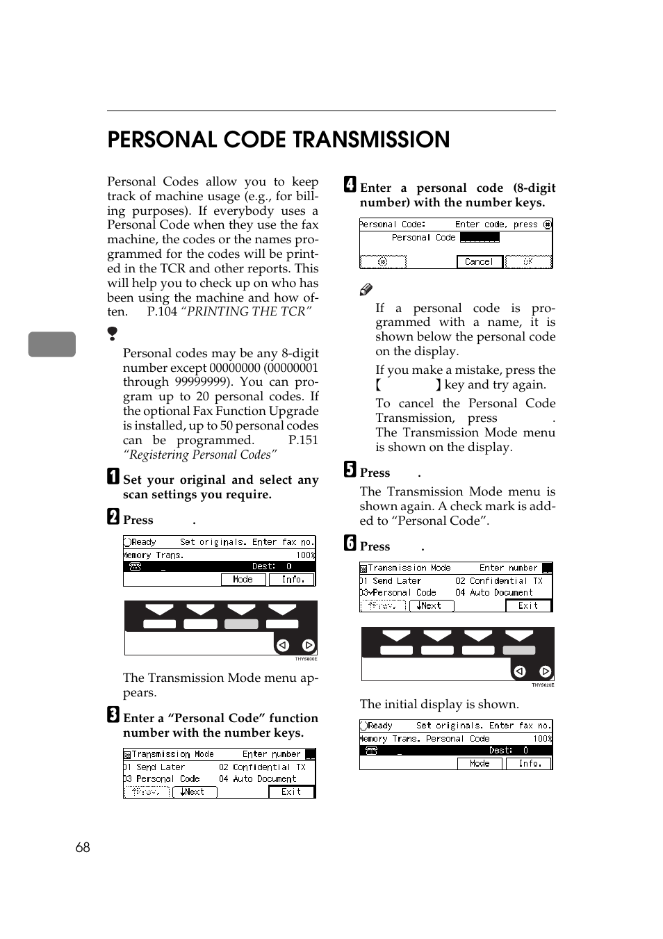 4personal code transmission | Ricoh Aficio Copy Machine 180 User Manual | Page 453 / 595