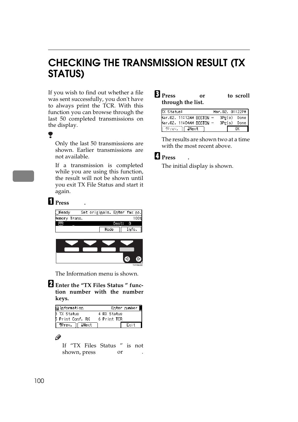 5checking the transmission result (tx status) | Ricoh Aficio Copy Machine 180 User Manual | Page 485 / 595
