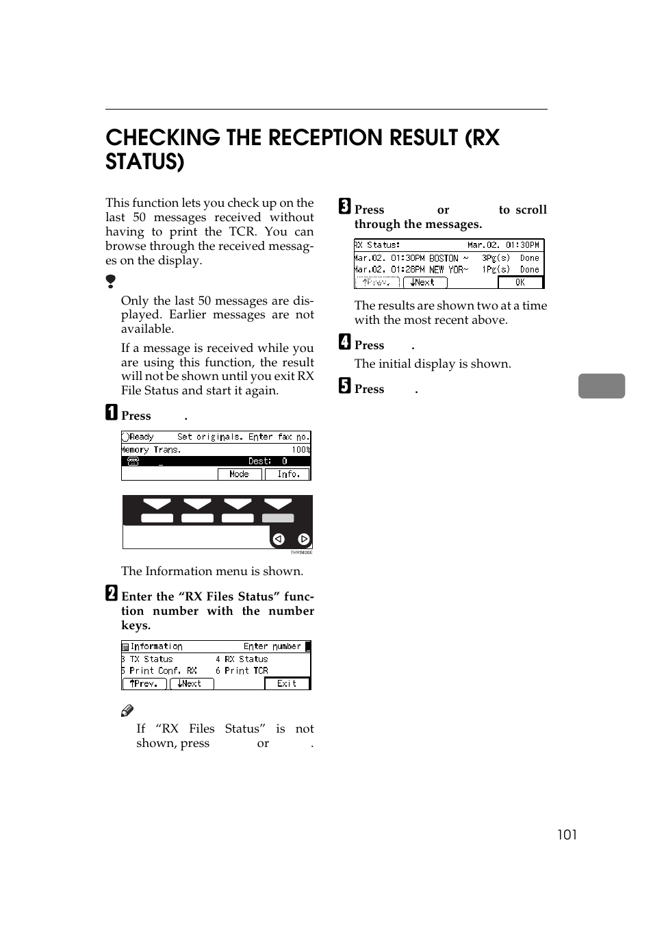 5checking the reception result (rx status) | Ricoh Aficio Copy Machine 180 User Manual | Page 486 / 595