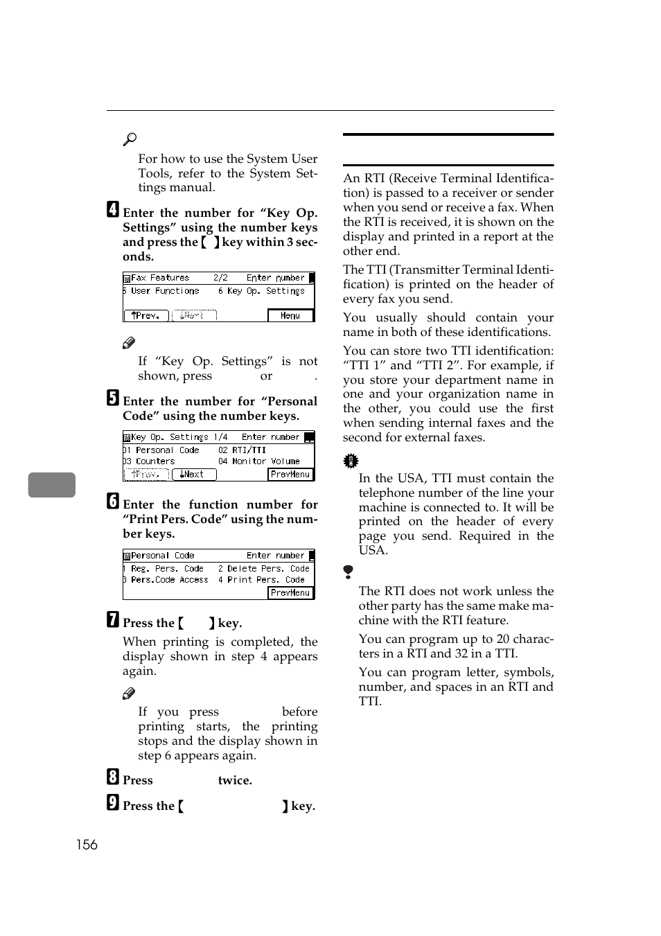 P.156 “rti/tti, I p.156 “rti/tti” or c, P.156 “rti/tti” is p | Rti/tti | Ricoh Aficio Copy Machine 180 User Manual | Page 541 / 595