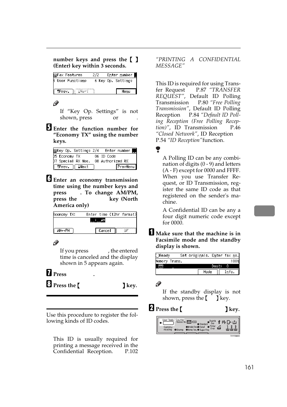 Number, P.161, Polling id | P.161 “id code, Id code | Ricoh Aficio Copy Machine 180 User Manual | Page 546 / 595
