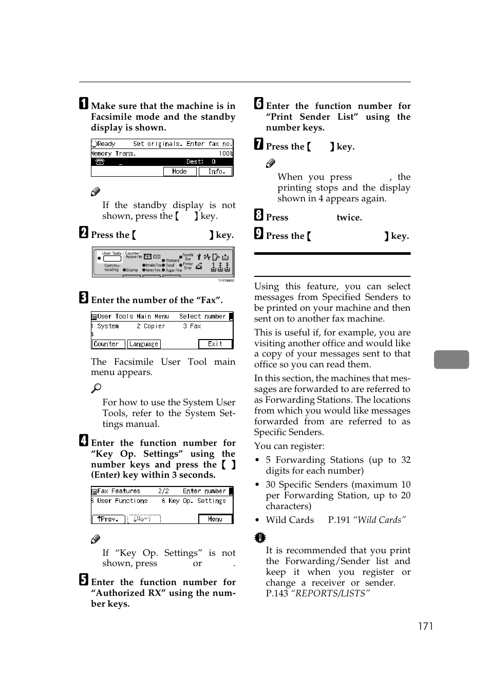 P.171 “forwarding, Forwarding | Ricoh Aficio Copy Machine 180 User Manual | Page 556 / 595