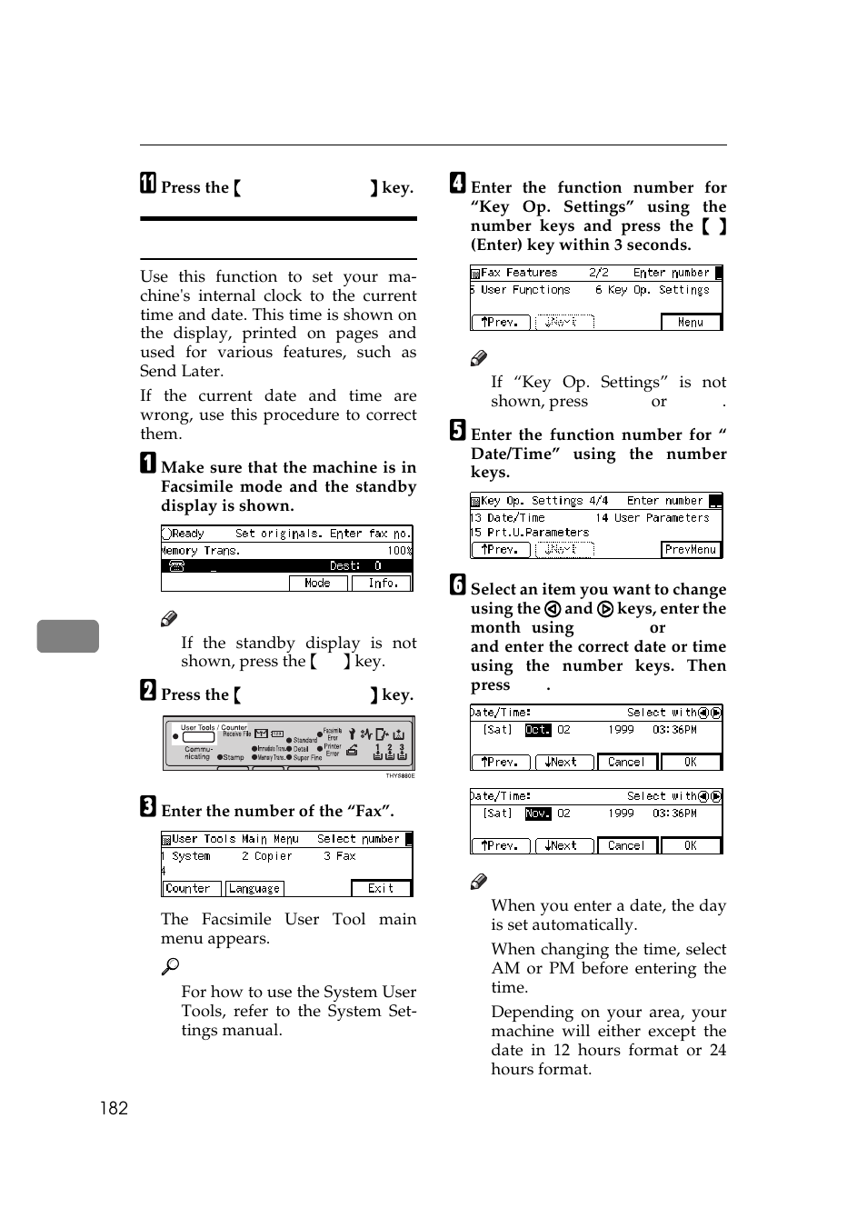 P.182 “date/time, Date/time | Ricoh Aficio Copy Machine 180 User Manual | Page 567 / 595