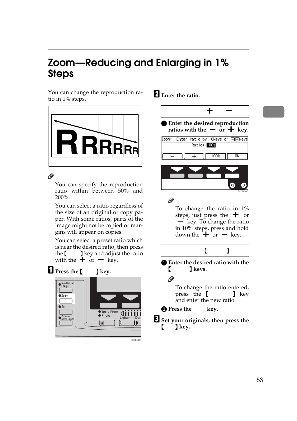 Zoom—reducing and enlarging in 1% steps, 2zoom—reducing and enlarging in 1% steps | Ricoh Aficio Copy Machine 180 User Manual | Page 70 / 595