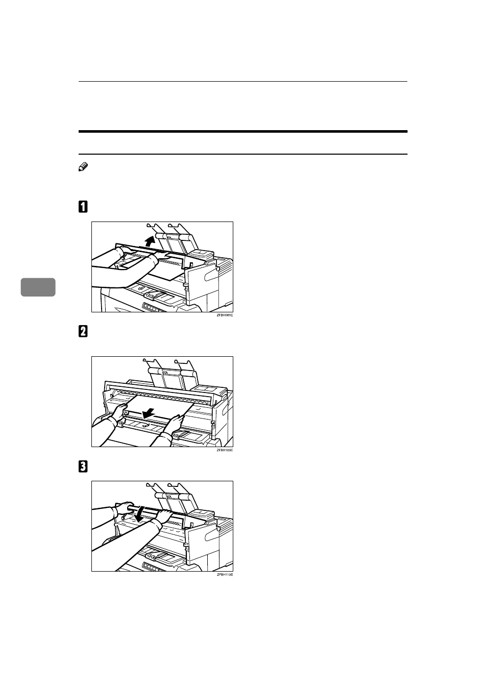 If jams occur, If the original is jammed at the exit, A lift the original table | 5if jams occur | Ricoh FW770 User Manual | Page 74 / 92