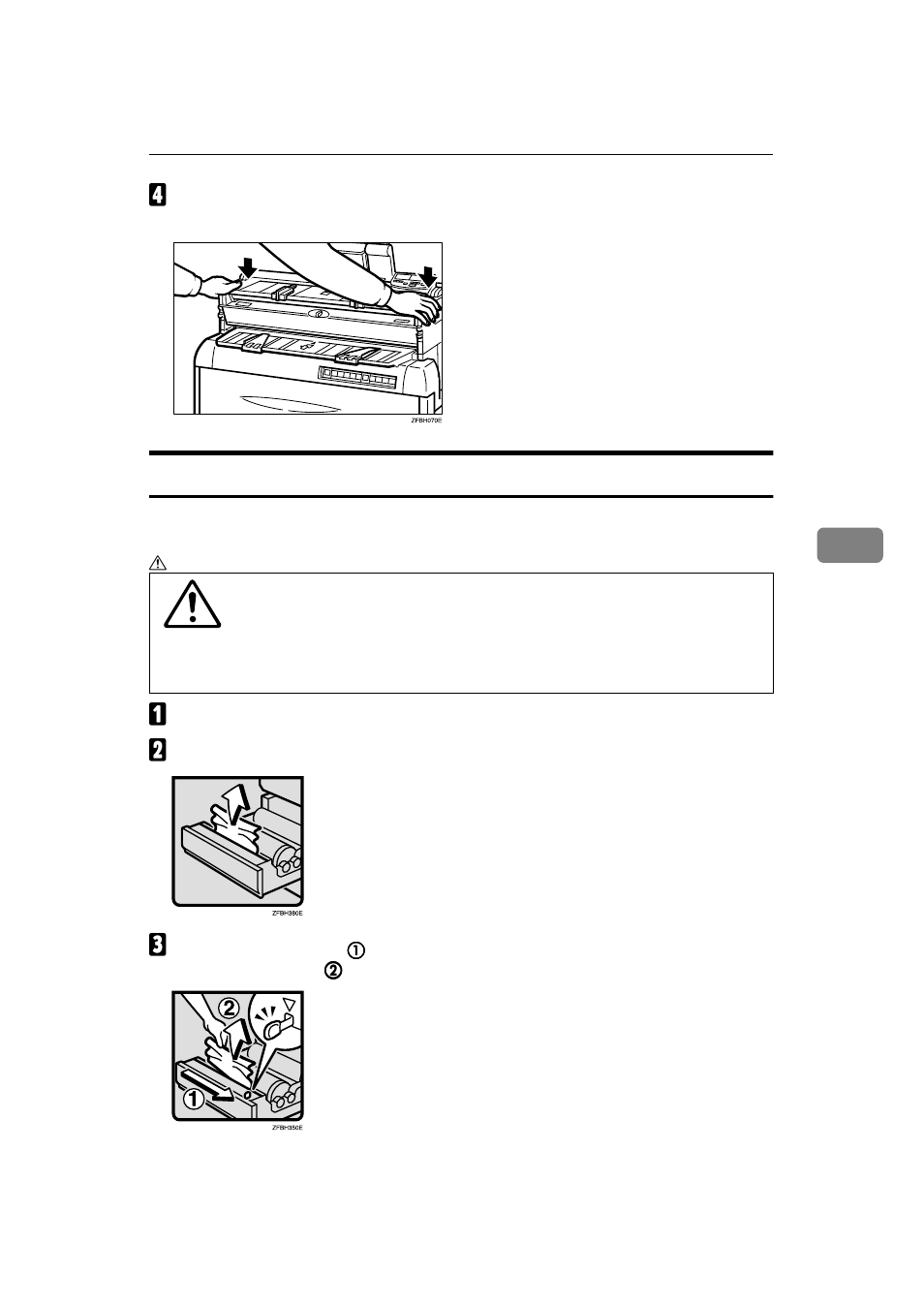 If roll paper jams, Table, Table body | Table row, A open the roll feeder, B slowly pull up the edge of the paper | Ricoh FW770 User Manual | Page 77 / 92