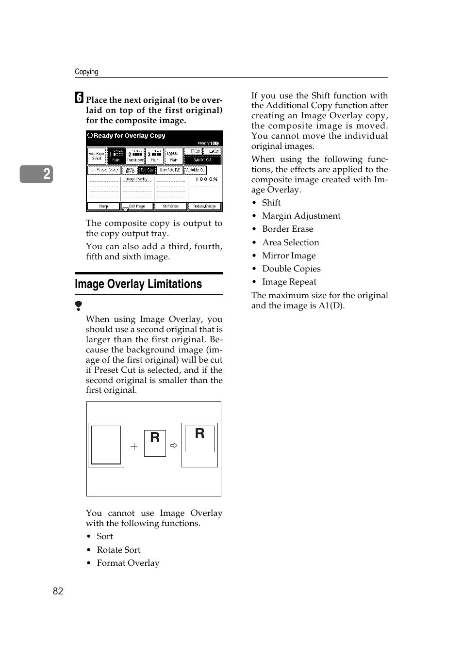 Image overlay limitations | Ricoh Aficio 470W User Manual | Page 102 / 184
