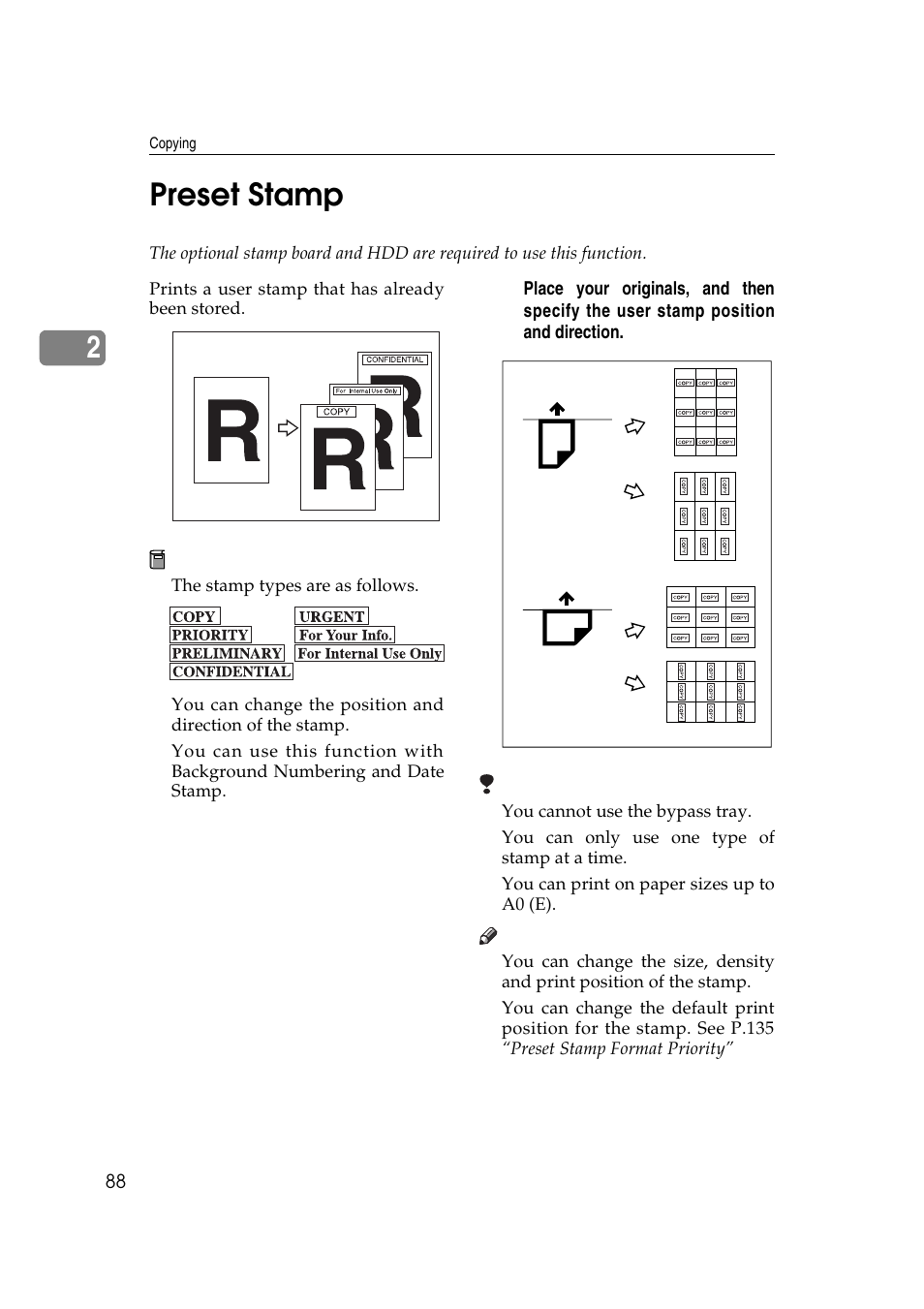2preset stamp | Ricoh Aficio 470W User Manual | Page 108 / 184