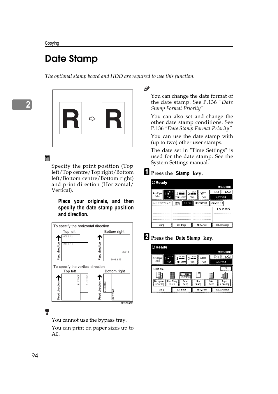 2date stamp | Ricoh Aficio 470W User Manual | Page 114 / 184
