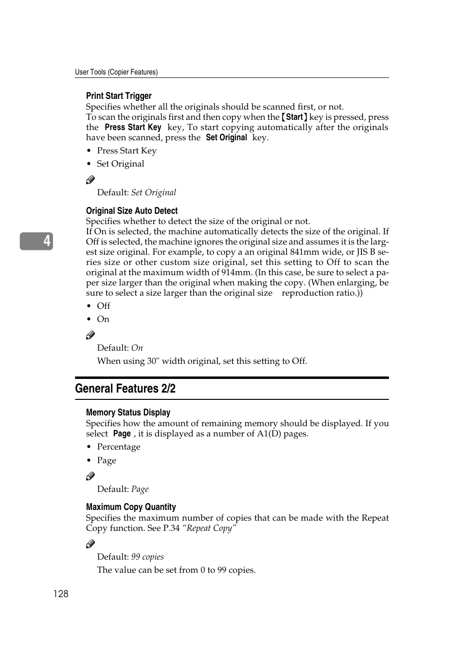 General features 2/2 | Ricoh Aficio 470W User Manual | Page 148 / 184