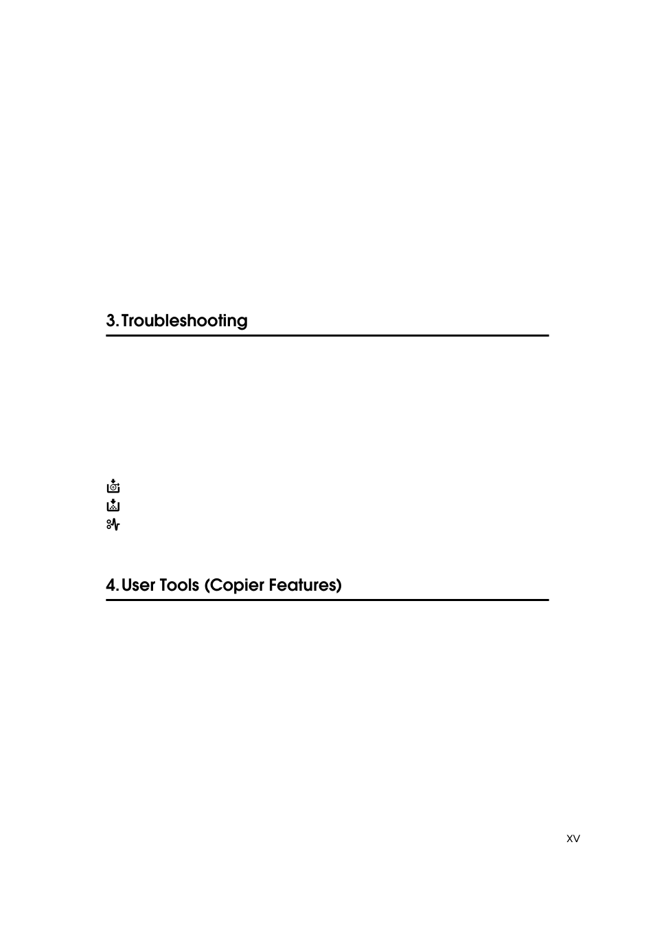 Troubleshooting, User tools (copier features) | Ricoh Aficio 470W User Manual | Page 19 / 184