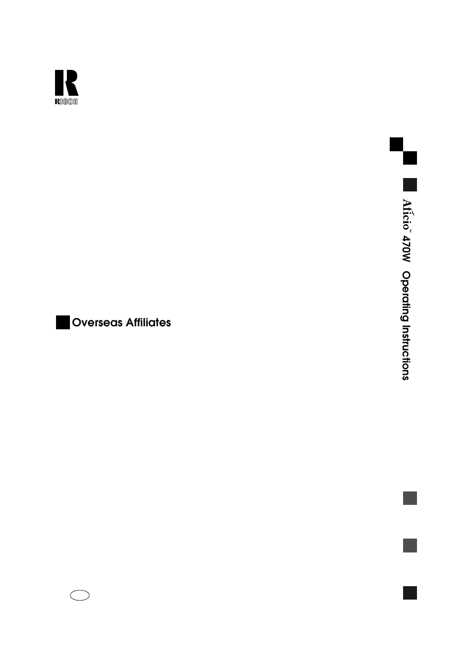 Overseas affiliates | Ricoh Aficio 470W User Manual | Page 2 / 184